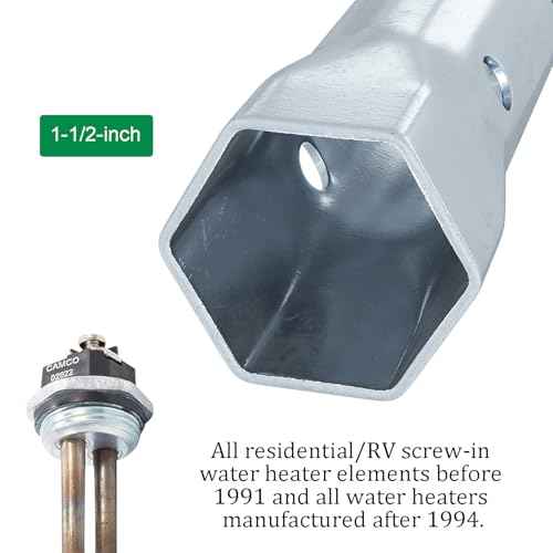 Upgraded RV Water Heater Element Wrench Socket, Dual Hex Wrench Removal Tool for Anode Rod, 1-1/16 in x 1-1/2 in x 6 in, Hex Socket for All Residential and RV Camper Travel Trailer Motorhome