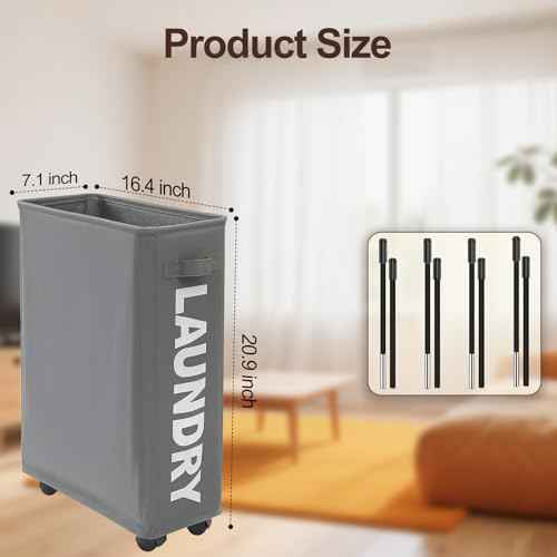 Yoga Mat Storage Rack, Home Gym Corner Storage Organizer with Wheels, Workout Equipment Holder with Side Pocket for Men & Women Gray & Begie