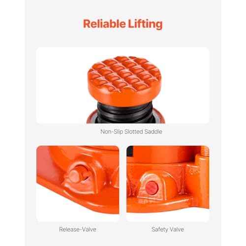 VEVOR Hydraulic Bottle Jack, 20 Ton/44092 lbs Low Profile Welded Bottle Jack with 6.69''-12.6'' Lifting Range & 3-Section Long Handle, for Car, Pickup, Truck, RV, Auto Repair, Industrial Engineering