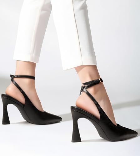 PARTY Womens Pointed Closed Toe Heels Stiletto Slingback High Heel for Women Dressy Pumps for Wedding and Office Work or Going Out