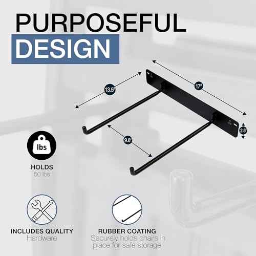 StoreYourBoard Chair Storage Rack Single ? Heavy Duty Folding Chair Rack for Garage Organization, Holds 50 lbs, Chair Hangers for Folding, Patio, Beach & Camping Chairs