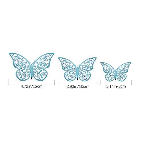 AIEX 24 x 3D Butterfly Ornaments with 3 Different Sizes (Indigo)