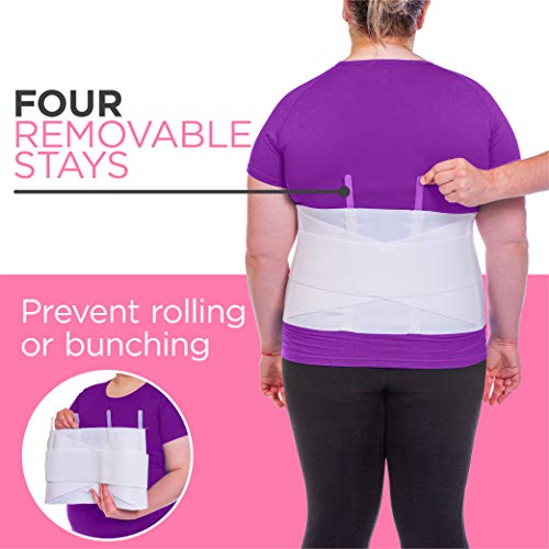 BraceAbility Plus Size Women's Back Brace for Female Lower Back Pain - XXL Ladies Soft White Elastic Lumbar Compression Obesity Support Belt Girdle is Discreet Under Clothes (2XL)