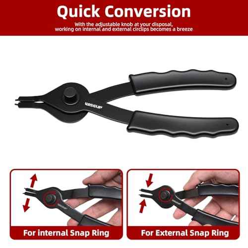 WISEUP 10-Piece Snap Ring Pliers Set, Heavy Duty Internal/External Circlip Pliers Kit with Straight Bent Pliers Hook an Pick, Straight/Bent Jaw Tips for C-Clip Ring Remover with Storage Case
