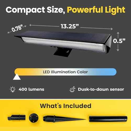 Brighticonic Solar Sign Lights Outdoor ? LED Solar Sign Light for House Numbers & Real Estate Signs ? 13" Warm White Floodlight, IP65 Waterproof, Dusk to Dawn Solar Mailbox Light - Wall/Ground Mount