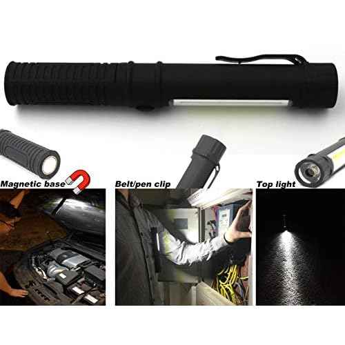 COB LED Work Flashlight with Magnetic Base and Clip Multi-Function Pocket Pen Light Inspection Work Light, 8 Pack