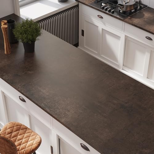 VaryPaper 15.7" x 78.7" Industrial Brown Concrete Wallpaper Peel and Stick Textured Concrete Contact Paper for Countertops Waterproof Self Adhesive Lime Wash Cement Wall Paper for Bedroom Bathroom