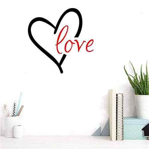BIBITIME 16.93" x 16.93" Black Heart Red Love Wall Decal Valentine's Day Vinyl Sticker for Baby Infants Toddlers Nursery Bedroom Children Kids Room Decor Art PVC Murals