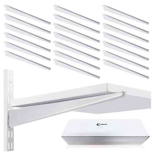 20 Pcs Adjustable Shelf Brackets for Double Track System Closet Organization Heavy Duty Wire Shelf Brackets(White,11.5 Inch)