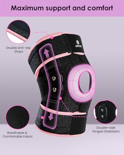ABYON Hinged Knee Brace for Men & Women - Maximum Support with Metal Side Stabilizers, Adjustable 360° Wraparound Strap for Meniscus Tear, ACL/MCL Pain, Arthritis & Post-Surgery Recovery - Please Check How To Size Video