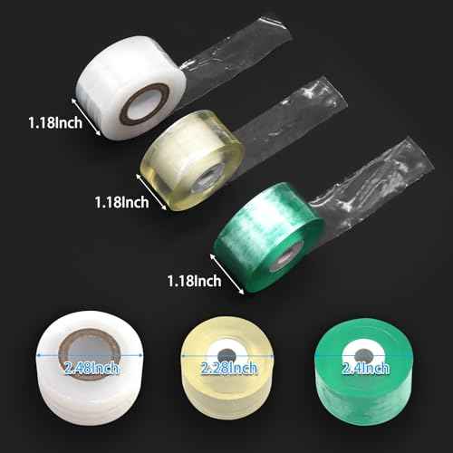 Grafting Tape 3PCS, Stretchable Garden Grafting Tape for Fruit Trees, Tree Plant Tape, Plants Repair Tapes for Floral Fruit Tree, Budding Tape(Green & White & Yellow)