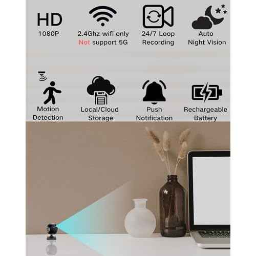 Hidden Camera-1080P HD WiFi Mini Camera Wireless for Indoor Security-Motion Detection & Auto Night Vision-Nanny Cam with Cloud & SD Storage-Magnetic Installation