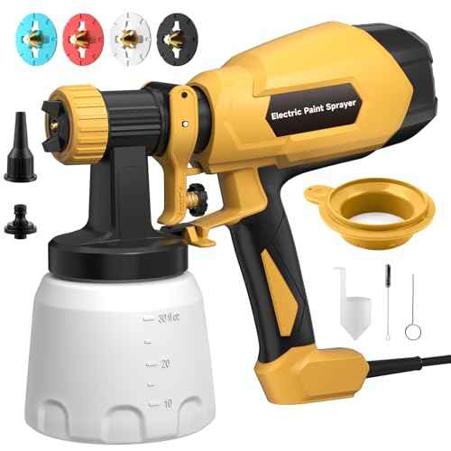 HVLP Paint Sprayer, Electric Spray Paint Gun, 3 Modes & 4 Barss Nozzles, with Cleaning & Blowing Joints, Variable Flow Control, for Doors, Fences, Furniture, Wall, Cabinet, Garden Chairs, etc.