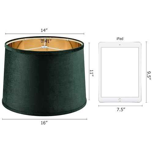 Drum Lamp Shades Large (2 Pack), 14 * 16 * 11 Inch Luxurious Gold Mirror Reflection Modern Farmhouse Lampshades Green for Floor&Table Lamps Replacement Living Room/Bedroom, Required Assembly£¬By GO&SO