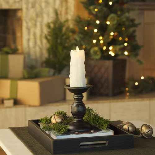 Luminara Heavy Wax Drip Flameless LED Candle, White 2.5" x 6.5", Timer Function, Real Wax Pillar, Battery Operated Unscented Safe, Long-Lasting