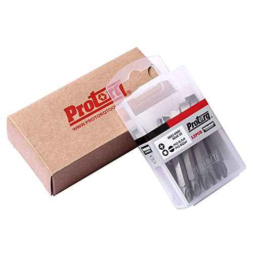 Double Ended Drive Bits, Phillips 2 and Slotted 8, Phillips 2 and Square 2, 12 pieces with Storage Case