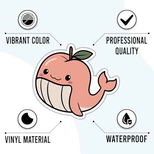 Peach Stickers 50 Pieces Vinyl Waterproof Decal for Laptop Water Bottle Phone Car Window Bike Motorcycle Stakeboard Scrapbook Peaches Sticker Gifts for Kid Teen Adult