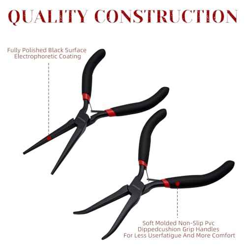 WISEUP 6" Mini Needle Nose Pliers Set£¬2-Piece Small Long Reach Bent Needle Nose Pliers for Jewelry DIY Craft£¬Repair & Wire Wrapping