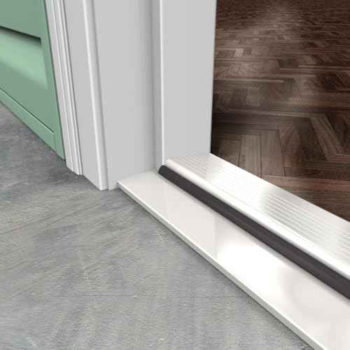 Door Threshold for Exterior Door - Outswing Exterior Door Threshold Seal, Fixed Bumper Sill with Q-Lon Seal, Oak with Aluminum Top - 36 inches (Aluminum, 36")