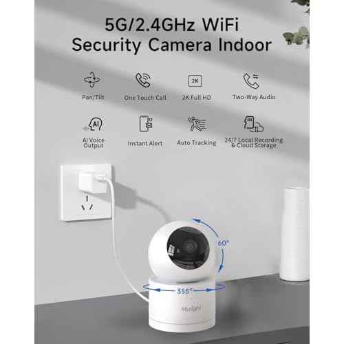 [5G & 2.4G] 2K Pan/Tilt Security Cameras for Home Security Indoor, AI Voice Change for 2-Way Talk, Motion Detection, 24/7 SD Recording/Cloud Storage, Baby Monitor/dog/Pet Camera with Phone App
