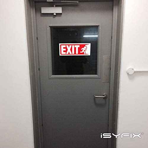 iSYFIX Exit Signs Stickers ? 3 Pack 10x4 Inch ? Premium Self-Adhesive Vinyl, Laminated for Ultimate UV, Weather, Scratch, Water and Fade Resistance, for Office, Buildings, Workplace, Indoor & Outdoor