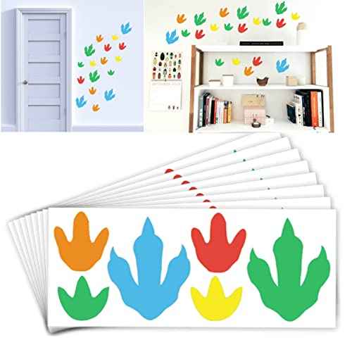 Dinosaur Footprints Wall Decals, Dinosaur Tracks Decal for Kids Room Removable Birthday Party Wall Decor Decals, 2 Size,60 Pcs Per Pack