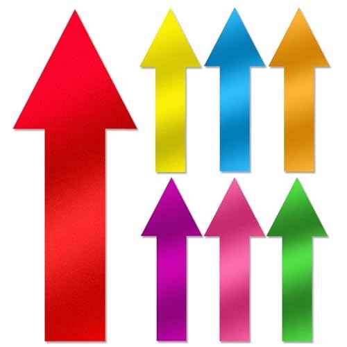 8 Inch Arrow Sticker 46 Pack, Adhesive Directional Sign Arrow Floor Decal Multicolor Waterproof Stickers Marking Arrows Safe Road Instructions Sticker for Floor Wall Applications