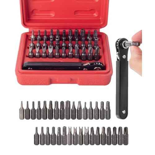Bates Choice Tamper Proof Torx Bit Set, 13 Pieces Set, T4-T40, Torx Security Bit Set, Tamper-Proof Security with Mini Ratchet Wrench, 1/4-Inch Drive, 34-Piece