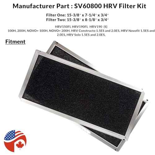 SV60800 HRV Filter Kit , 15-3/8 x 7-1/4 x 3/4 inches and 15-3/8 x 8-1/8 x 3/4 inches, 2-Pack