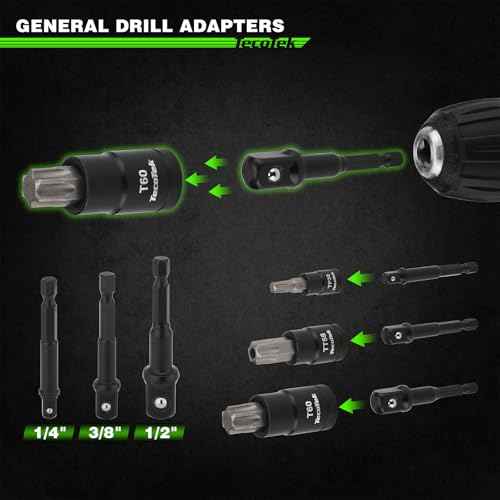 67-Piece Master Torx Bit Socket and External Torx Socket Set, 1/4", 3/8" and 1/2" Drive, S2 and Cr-V Steel, E4 - E24, T6 - T70, TT6 - TT70, TP8 - TP60, Includes 7PCS Socket Adapters