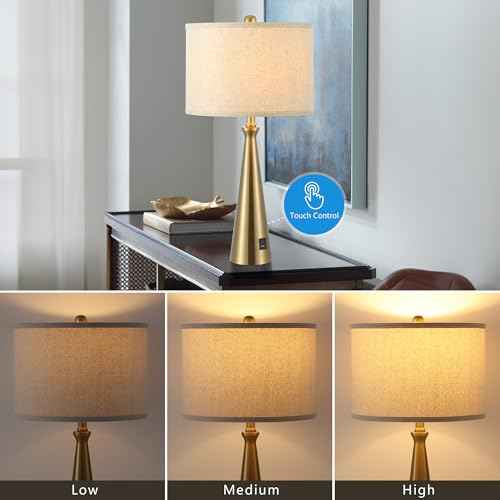 Lamp for Bedroom Set of 2 Lamps for Night Stand Modern Bedside Lamps Living Room End Table Lamps Gold