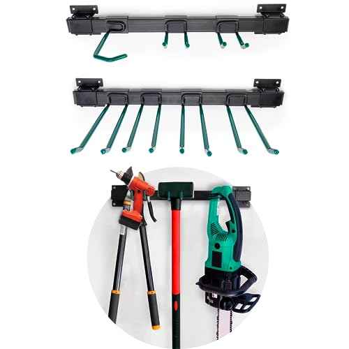 IDL Packaging Industrial Grade 48" Garage Tool Organizer with 6 Hooks and 1 Cart/Bike Rack, 500 lbs Total Holding Weight - for Repair Shops, Warehouses, Storages, and Garages