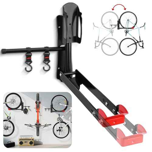 Swivel Bike Wall Mount with 120¡Æ Rotation No Heavy Lifting Garage Bike Rack Tri-Level Adjustment for 16"-29" Wheels Holds Road, MTB up to 77lbs Space Saving Foldable Design