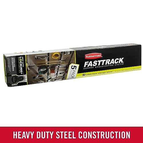 Rubbermaid FastTrack Garage Storage Utility Hooks 5 Piece Black All in One Rail Hook Kit and Tool Organizer Heavy Duty for Home/Garage/Shed/Garden