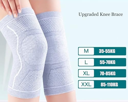 Compression Knee Sleeve for Men Women - Bamboo Charcoal Knee Brace for Sport Running (Gray, Medium)