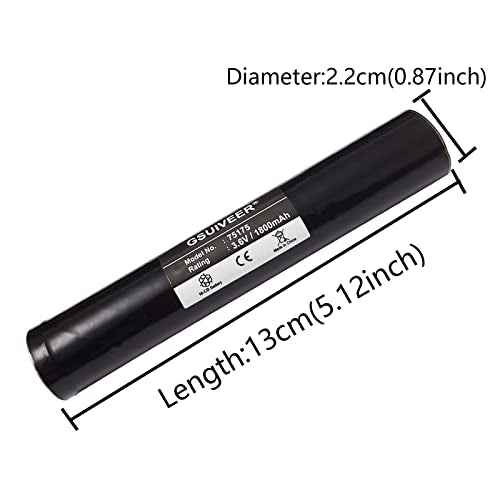 75175 Rechargeable Battery 3.6V 1800mAh Ni-CD Compatible with Streamlight Stinger 75175 75375 75300 75500 75810 76000 76300, PolyStinger, Pelican M9, FL126 Flashlight (3 Pack 75175 Battery)