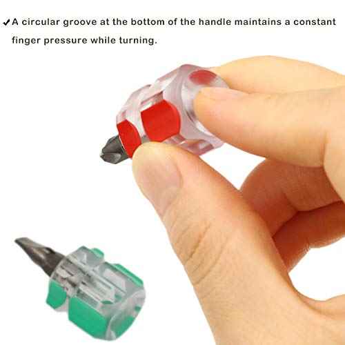 Sewing Machine Screwdriver Mini Stubby Screwdriver Set - Ultra Short Pocket Screwdrivers for Narrow Spaces, 4 Pieces with Flat Head and Phillips Head
