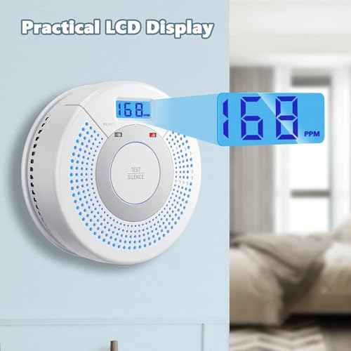 1 Pack Combination Photoelectric Smoke Alarm and Carbon Monoxide Detector Battery Operated with Digital Display (White)