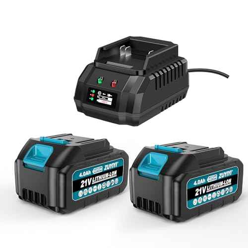 2 Packs 4.0 Ah Replacement Battery and Fast Charger 21V Rechargeable Lithium Battery for Cordless Power Tools