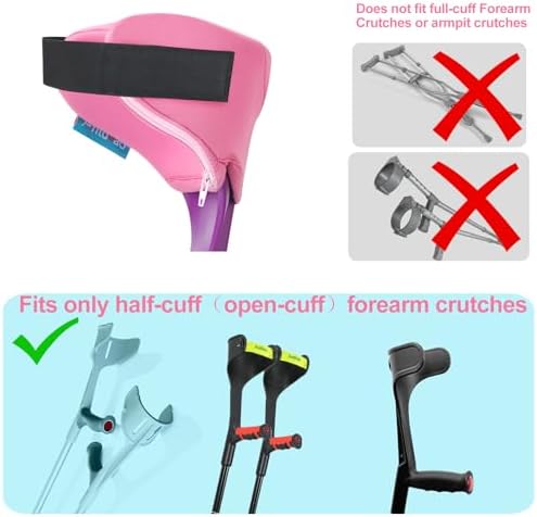 Forearm Crutches Pads(x4 Units), Elastic Crutches Padding for The Elbow, for Open Cuff Crutches, Shock Resistant Increases Walking Comfort Forearm Crutch Pads (Pink Kit) Without Crutches