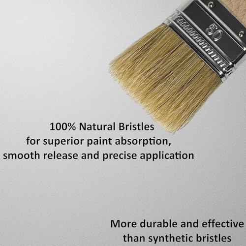 Set of 2 2 Inch Flat Paint Brushes - High European Quality - Natural Bristles - for Home, Wood, Walls, Art, Trim & Furniture - for Acrylic, Oil, Stain, Chalk & Latex Paints