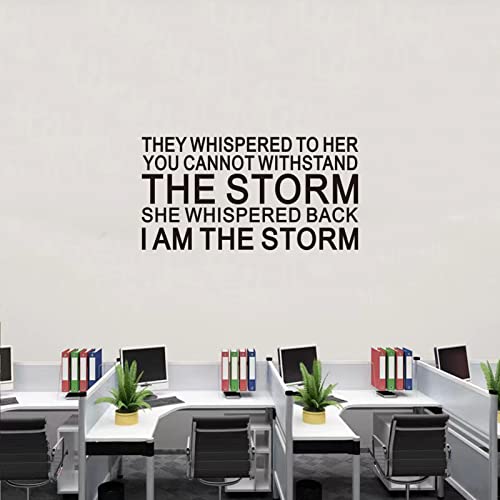 SEATUNE Inspirational Quotes Wall Stickers - Women Teen Girls Wall Decals - Positive Motivational Encouragement Home Vinyl Art Wall Decor - They Whispered to Her You Cannot Withstand The Storm 21"X11"