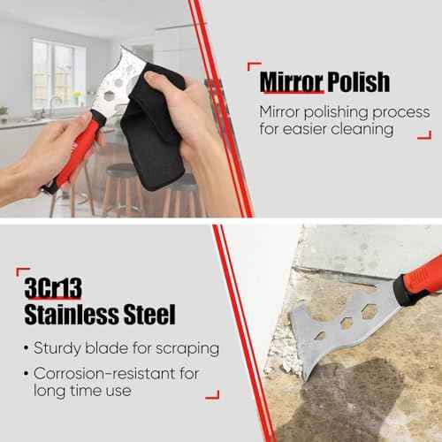 SHALL 8-In-1 Paint Scraper, Stainless Steel Paint Remover Scraper Tool, Putty Knife with Hammer End and Comfort Handle, Metal Spackle Scraper for Removing Drywall Paint, Caulk, Wood, Wallpaper