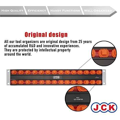 JCK Professional Quality AluminumSocket Organizer,Socket Boss 2-Rail 3/8-Inch-Drive Socket Organizer, 360 degree rotary stud,sockets storage,storage,drawer,holds 28 sockets