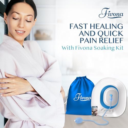 Fivona Sitz Bath for Toilet Seat with Massage Hand Flusher and Storage Bag; Postpartum Care and Hemorrhoid Treatment; BPA Free V Steam Kit; Perfect for Perineal Soak and Portable Bidet