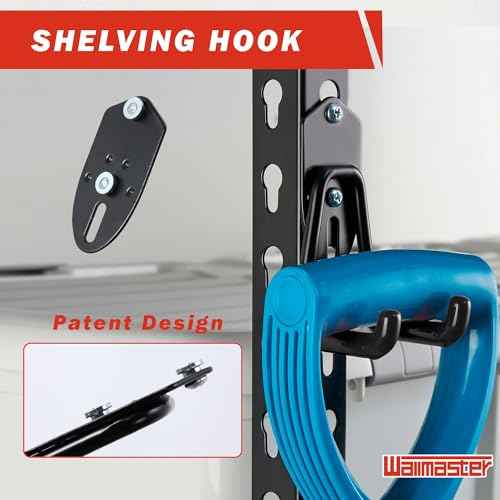 Wallmaster Garage Hooks Organizer Kit,12 Pack Adjustable Heavy Duty Shelving Hook,Wall Mount Utility Steel Garage Organization (Black)