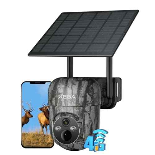 Xega 4G Cellular Solar Powered Wildlife Camera with SIM Card, 2K Trail Camera Outdoor, No WiFi Game Cam with Remote Access Night Vision Live Streaming Motion Detection, Only Support The Built-in SIM