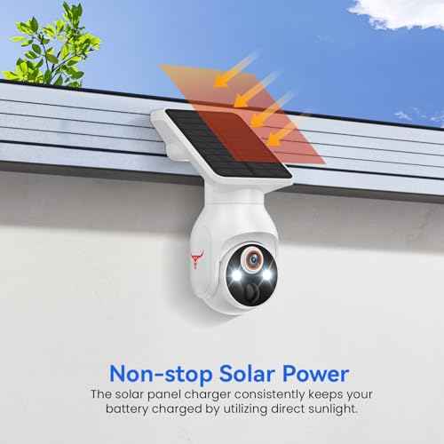 1080p WiFi Security Camera with Solar Panel, Battery Powered, Pan Tilt, AI Motion Detection, Night Vision, 2-Way Talk, IP65, Cloud Storage (Sold Separately), 2.4GHz WiFi Only