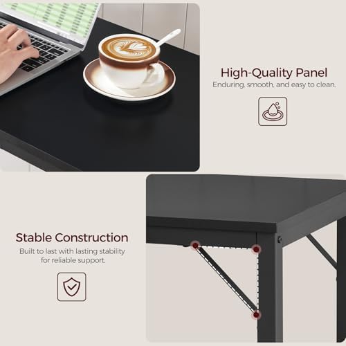 Overbed Table with Wheels, Queen Size Mobile Bed Desk with Adjustable Height, Rolling Table, Dining Table, Computer Desk, for Bedroom, Living Room, Office, Black MTBK18001