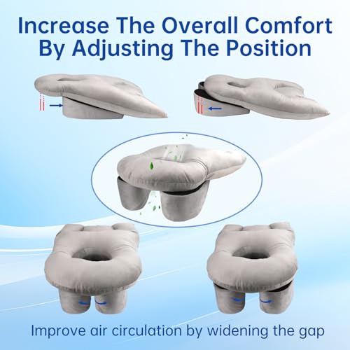 Face Down Pillow After Eye Surgery - BBL Pillow After Surgery for Sleeping - Prone Face Down Massage Pillow Headrest for Bed - Retinal Vitrectomy Recovery Equipment, Grey